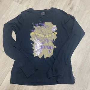 FUBU long-sleeve Y2K Angels Mall Goth Grunge black Shirt Womens XL